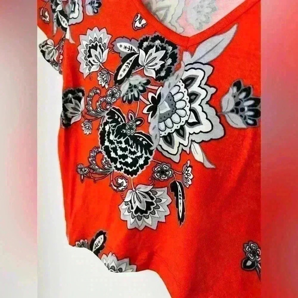 Garage Women’s  Paisley Orange V-Neck Summer Vacation Cute Crop Top Small - Picture 6 of 8